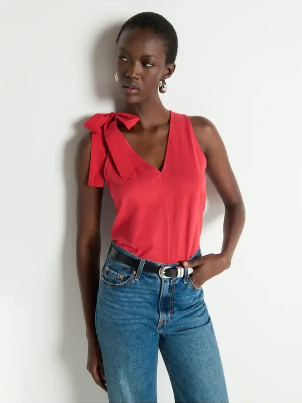 Nation LA Anthropologie Daniella Tie Shoulder V-Neck Tank Top